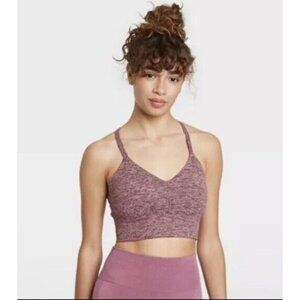 Womens Sports Bra Size M JoyLab Rose Strappy Longline Brushed Jersey